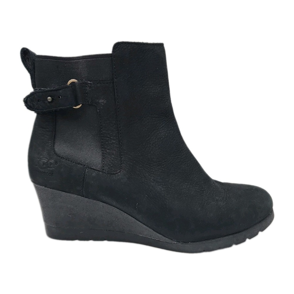 UGG INDRA BLACK WATERPROOF LEATHER WEDGE BOOT US 9.5 / EU 40.5 / UK 8